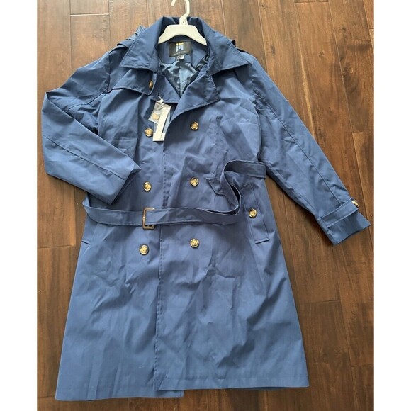 Women's Trench Coat Double Breasted Classic blue Overcoat Belted- CREATMO US - Picture 1 of 16